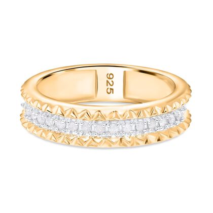 Wei&szlig;er Diamant Ring 925 Silber Gelbgold Vermeil (Gr&ouml;&szlig;e 21.00) ca. 0,15 ct