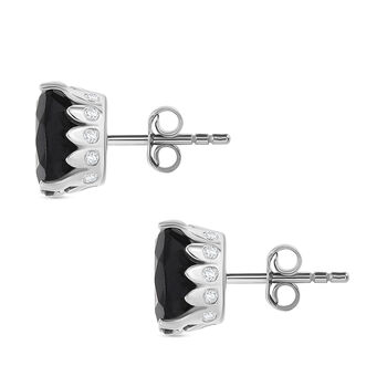 EverTrue AA schwarze Glasachat und Zirkon Ohrringe in Silberton - 4,42 ct.