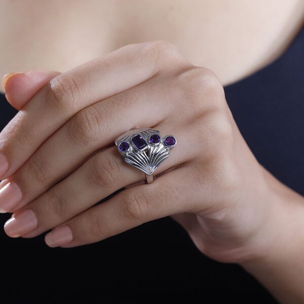 Afrikanischer Amethyst Ring Messing (Gr&ouml;&szlig;e 18.00) ca. 1,27 ct image number 3