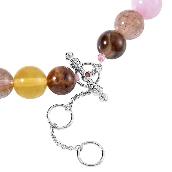 AAA Mehrfarbig Edelsteine, Roter Granat Halskette ca. 50 cm 925 Silber rhodiniert ca. 414.09 ct image number 4