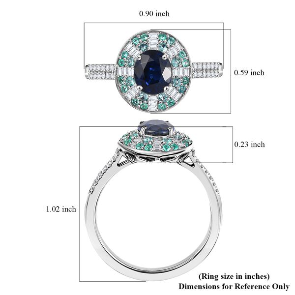 RHAPSODY zertifiziert und geprüft AAAA ceylonfarbener blauer Saphir, Paraiba Turmalin und VS Diamant Ring in 950 Platin - 1,89 ct. image number 5