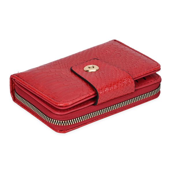 Geprägtes Schlangenhaut-Design: RFID-Schutz PU Leder Geldbörse, Größe: 14x3.5x9cm, Rot image number 6
