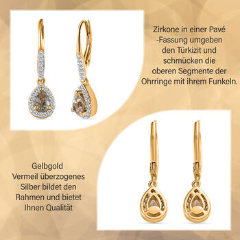 AAA Turkizit und Zirkon Ohrringe - 1,36 ct.
