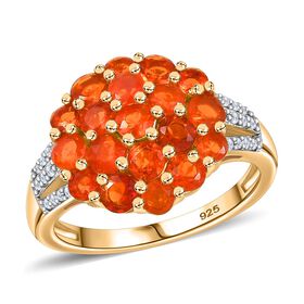 Blaze Feueropal Ring 925 Silber 750 Gelbgold Vermeil (Größe 21.00) ca. 1.56 ct