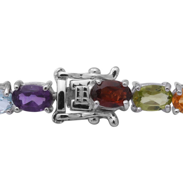 Mehrfarbiges Edelstein-Armband, ca. 19 cm lang, 925 Silber ca. 12,25 ct image number 2