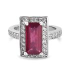 Fissure gefüllt Rubin und Zirkon Halo Ring 925 Silber Platin-Überzug image number 0