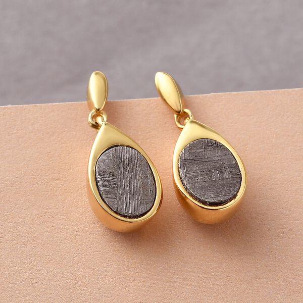 Meteorit Ohrringe 925 Silber vergoldet ca. 7,12 ct image number 2