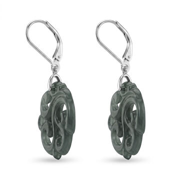 D'Joy Nat&uuml;rlicher Olmek Jadeit Ohrringe 925 Silber Rhodiniert ca. 15,00 ct.
