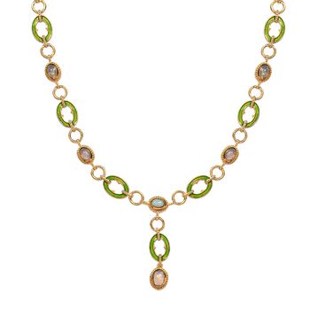 Nat&uuml;rliche, &auml;thiopische Welo Opal Halskette, ca. 45 cm, 925 Silber vergoldet ca. 3.76 ct