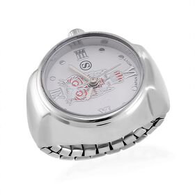 STRADA - Japanisches Uhrwerk, flexibles Ring-Uhr, Reiner Edelstahl, Rot
