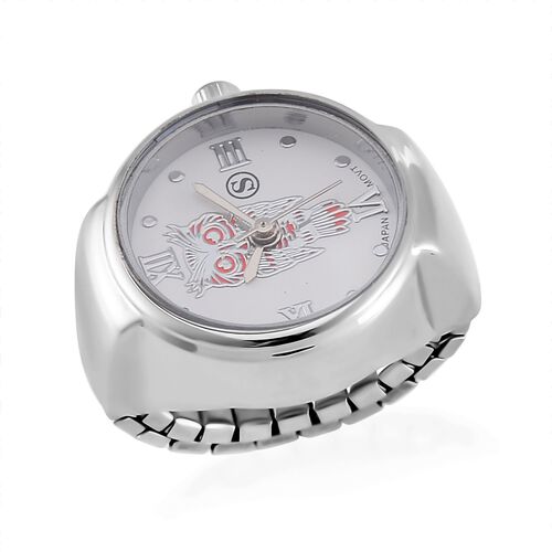 STRADA - Japanisches Uhrwerk, flexibles Ring-Uhr, Reiner Edelstahl, Rot image number 0