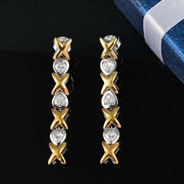 GP Amore Kollektion - Moissanit, Kanchanaburi Blauer Saphir Ohrringe 925 Silber Rhodiniert und 750 Gelbgold Vermeil ca. 1.53 ct image number 1