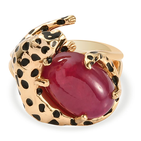 Afrikanisher Rubin(Fissure gef&uuml;llt) Ring 925 Silber vergoldet