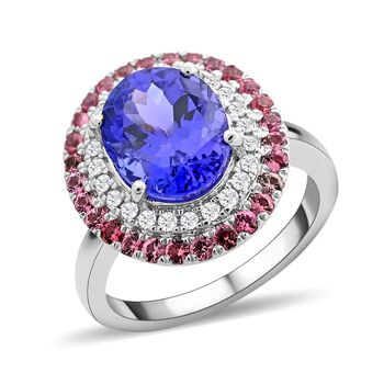 Chairman's Vault Kollektion- RHAPSODY AAAA Tansanit, Mahenge Spinell und VS EF Diamant Ring in 950 Platin- 3,19 ct. (Lieferzeit: 12-15 Tage)