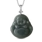 Natürlicher Olmek Jadeit Anhänger mit Kette, 925 Silber rhodiniert ca. 58.90 ct