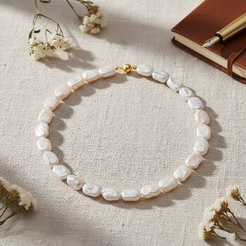 D'Joy wei&szlig;e Keshi Perle 50cm Halskette