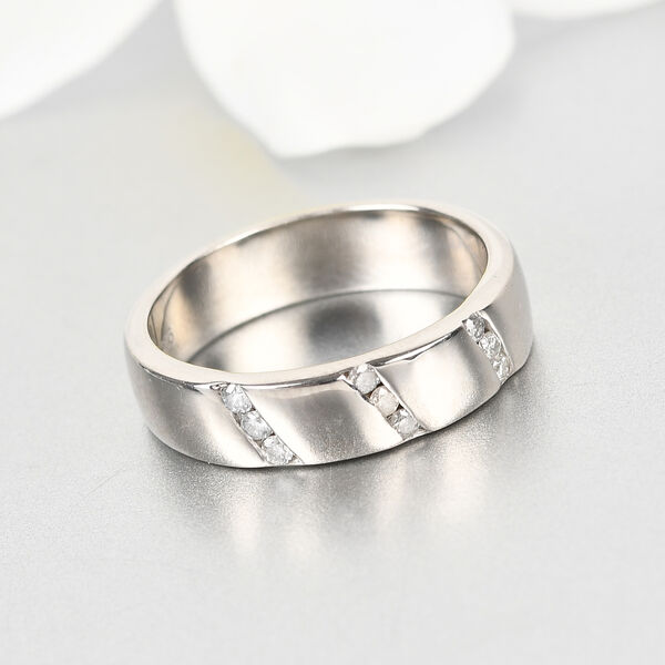 Diamant Band Ring 925 Silber Platin-Überzug image number 2