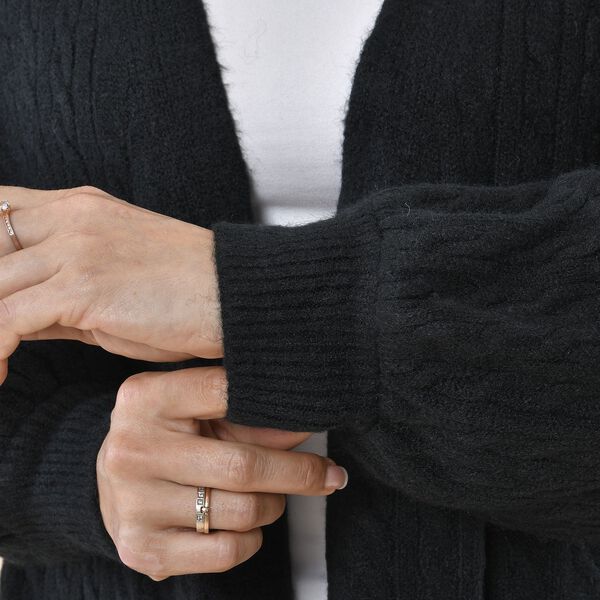 Gestrickter Cardigan mit Zopfmuster, 83x41x53cm, Schwarz image number 6