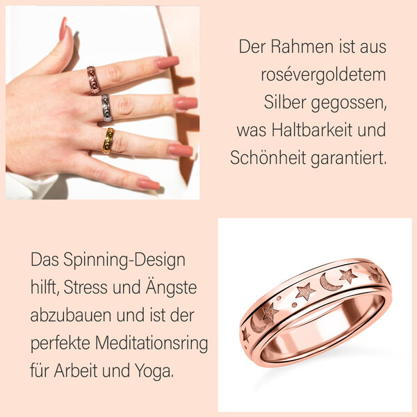 Nachthimmel Spinning Ring Geschenkset in ros&eacute;vergoldetem Silber image number 10