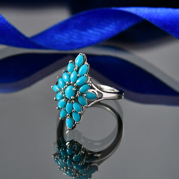 D'Joy Sleeping Beauty T&uuml;rkis Ring 925 Silber Rhodiniert (Gr&ouml;&szlig;e 18.00) ca. 1,68 ct