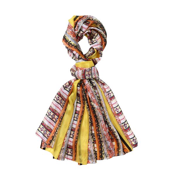 LA MAREY - 100% Maulbeeren-Seidenschal, Chiffon, 195x110cm, Gelb