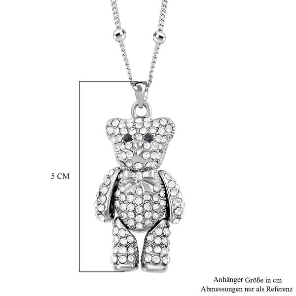 Schwarzer und wei&szlig;er Kristall-B&auml;r-Anh&auml;nger mit Kette, 73 cm image number 4