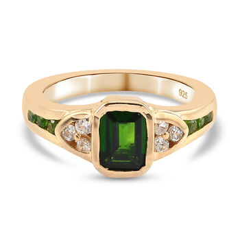 Nat&uuml;rlicher Chromdiopsid Ring 925 Silber vergoldet (Gr&ouml;&szlig;e 16.00) ca. 1,21 ct