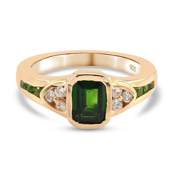 Nat&uuml;rlicher Chromdiopsid Ring 925 Silber vergoldet  ca. 1,21 ct