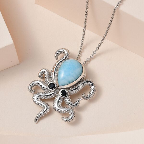 GP Trionfo Kollektion - Larimar, schwarzer Spinell und blauer Saphir-Anh&auml;nger mit Kette, 45 cm - 6.83 ct. image number 2