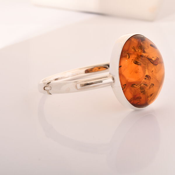 Nat&uuml;rlicher Baltischer Bernstein Armreif, ca. 19 cm, 925 Silber image number 1