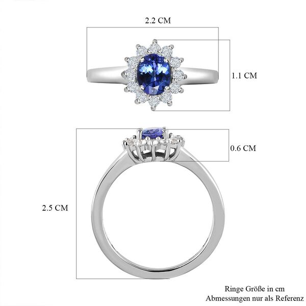 AAA Tansanit und Zirkon Halo Ring - 1,13 ct. image number 6