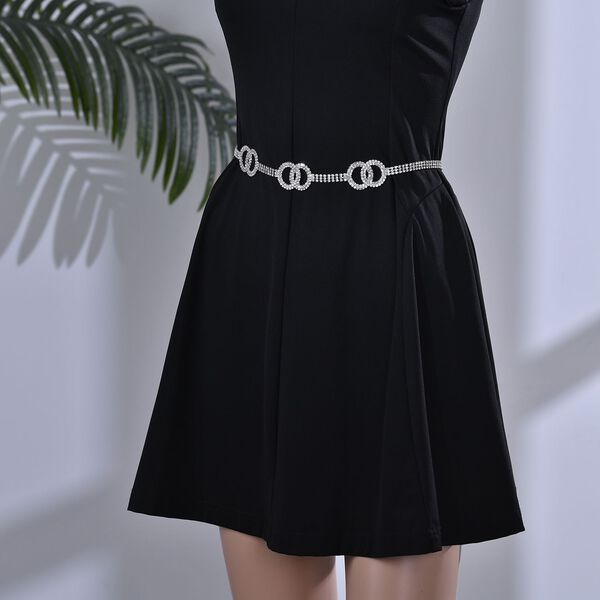 Kristall G&uuml;rtel ,100% Glaskristall und Metall, L130cm, 60g, silber image number 2