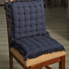 2er Set Stuhlpolster aus 100% Baumwolle mit Fransen und Bändern, 40x40x3 cm, Dunkelgrau image number 1