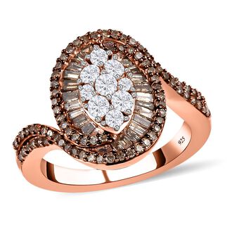 GP Royal Kollektion - Wei&szlig;er, Champagner Diamant und blauer Saphir-Ring - 1 ct.