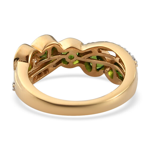 Nat&uuml;rlicher Chromdiopsid und Zirkon Ring 925 Silber vergoldet  ca. 1,18 ct image number 6