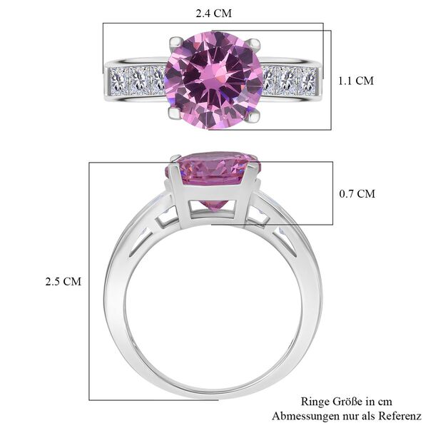 Lustro Stella Rosa Saphir-Farbener Zirkonia, Weißer Zirkonia Ring 925 Silber rhodiniert (Größe 21.00) image number 6