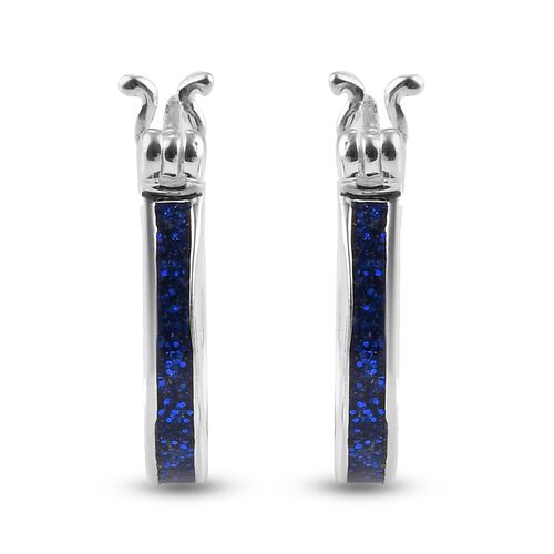 Blau emailliert Creolen 925 Silber image number 0