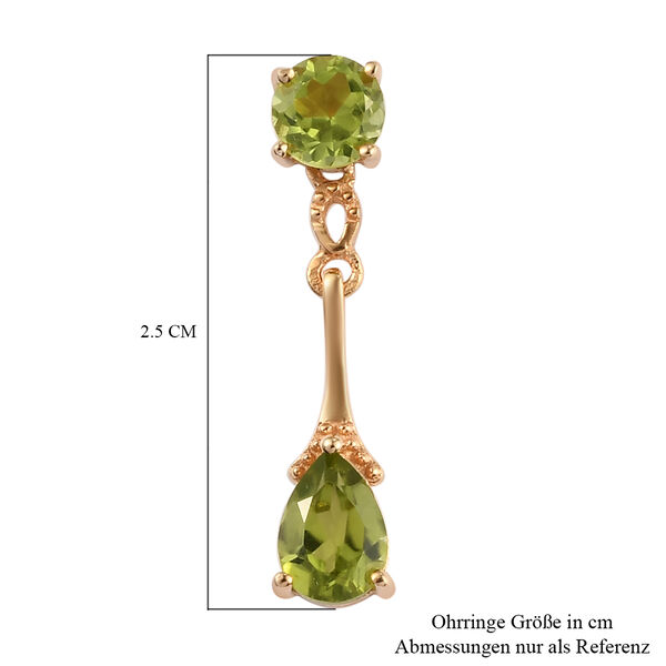 Natürlicher Peridot Ohrhänger 925 Silber vergoldet ca. 2,11 ct  image number 5