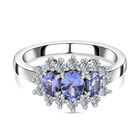 AA Tansanit Ring, 925 Silber platiniert, (Größe 21.00) ca. 1.26 ct