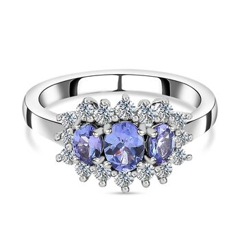 AA Tansanit und Zirkonia Ring - 1.26ct.
