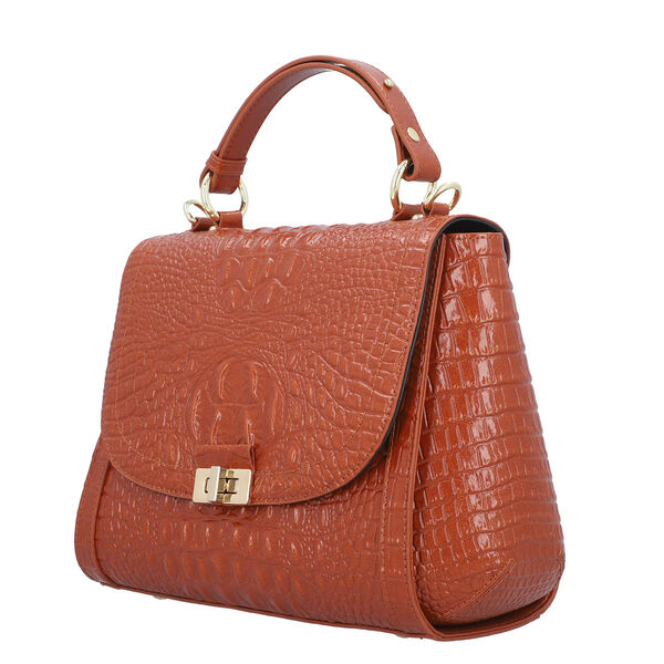 Luxus Crossbody Tasche mit Kroko-Prägung aus echtem Leder, Hellbraun image number 6