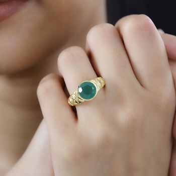 Verde Onyx und Zirkon Ring - 2,94 ct.