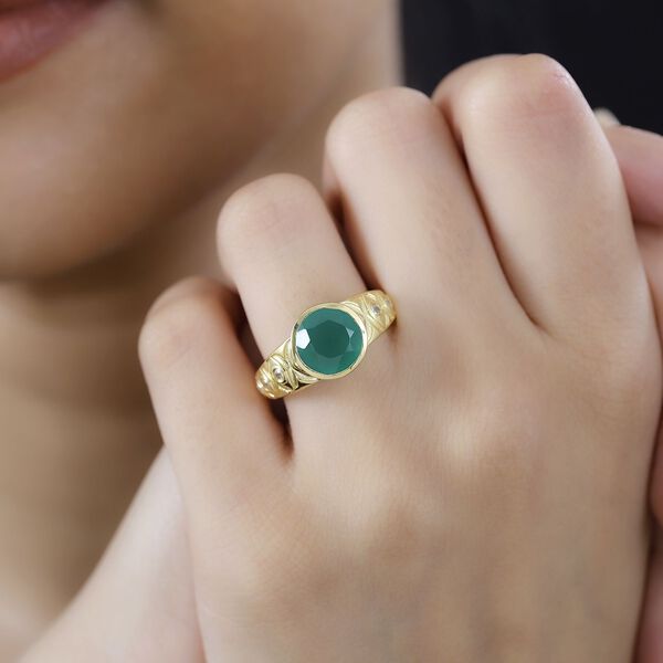 Verde Onyx und Zirkon Ring - 2,94 ct. image number 3