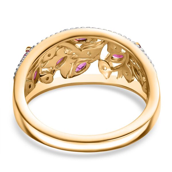 Montepuez-Rubin, Wei&szlig;er Zirkon Ring 925 Silber 750 Gelbgold Vermeil (Gr&ouml;&szlig;e 20.00) ca. 0,94 ct image number 6