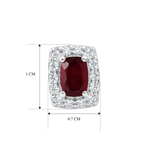 D'Joy Afrikanischer Rubin (Fissure gef&uuml;llt), Wei&szlig;er Zirkon Ohrringe 925 Silber Rhodiniert ca. 2,15 ct. image number 5