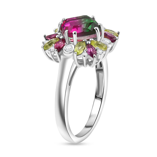 D'Joy Wassermelonen Triplett Quarz, Rhodolith Granat, Peridot und Zirkon Ring - 4,11 ct. image number 5