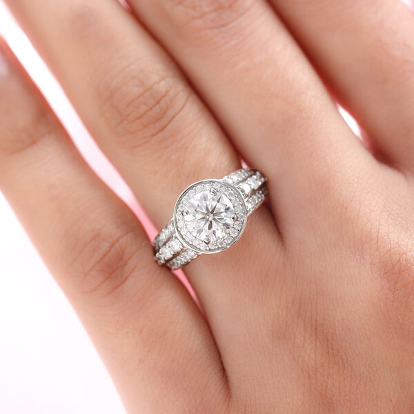 88 Facetten Moissanit-Ring, 925 Silber platiniert  ca. 1,90 ct image number 3