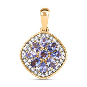 Tansanit Anhänger 925 Silber 750 Gelbgold Vermeil ca. 1.85 ct