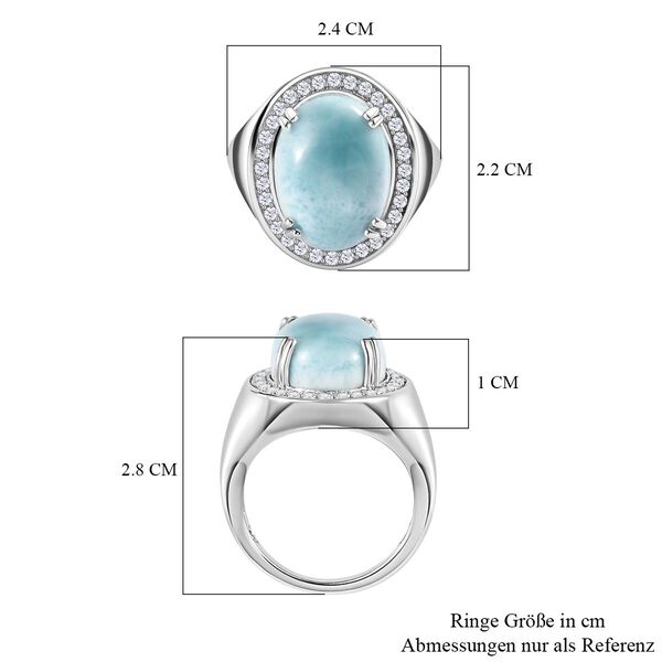 AA Larimar und Zirkon Ring - 10,40 ct. image number 7
