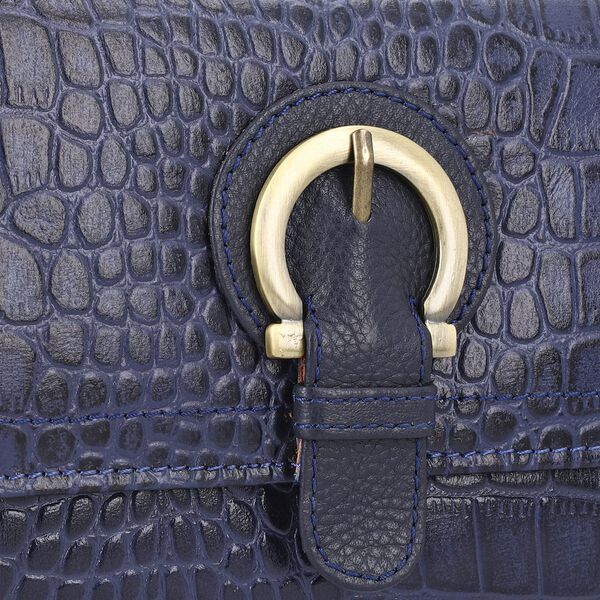 Echtleder Portemonnaie mit Krokopr&auml;gung und RFID-Schutz, 19,5x11,45 cm, marine image number 7